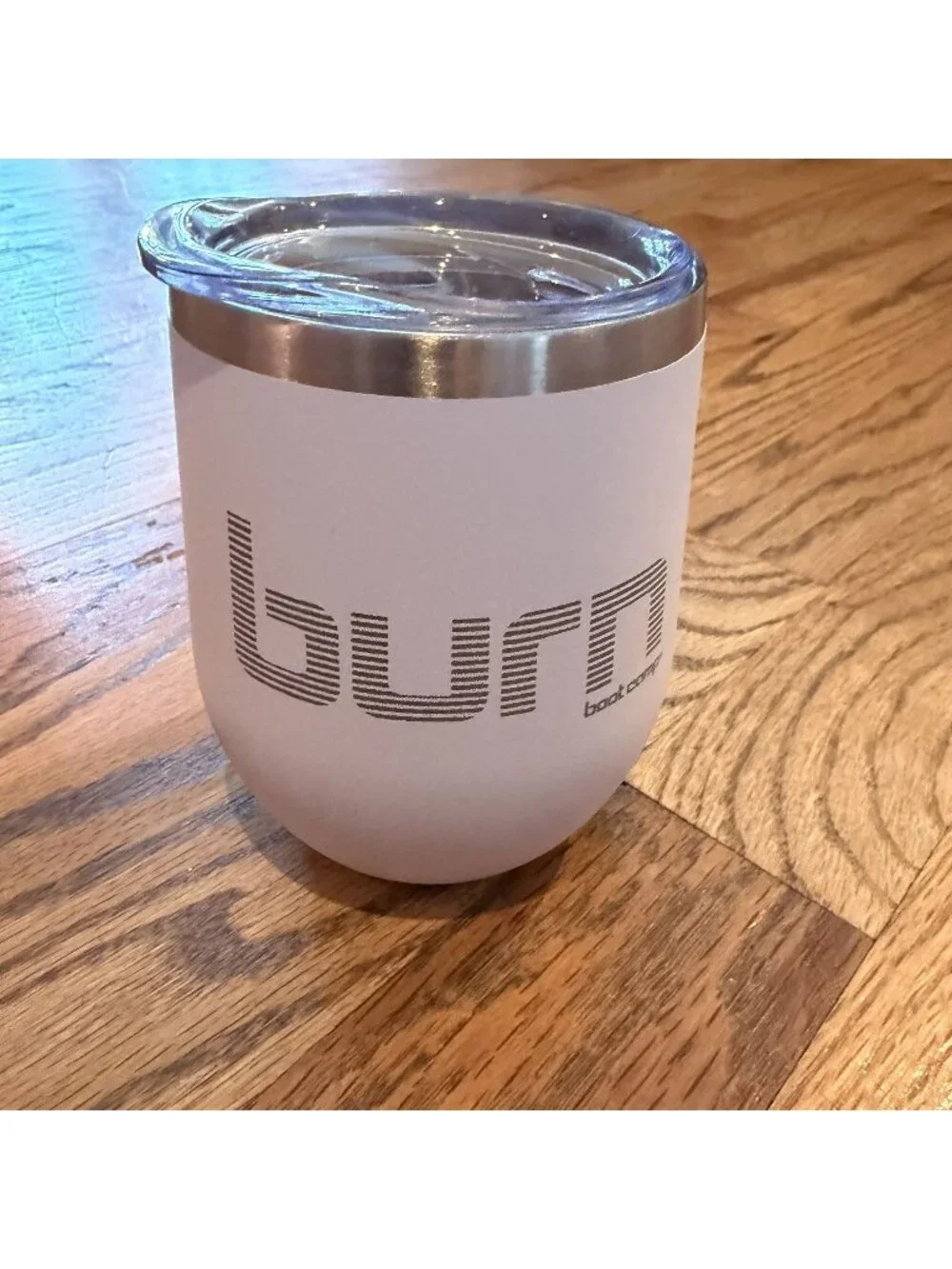Burn Bootcamp White Silver WIne Glass Tumbler